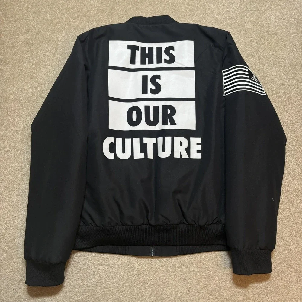 Fall Out Boy Bomber Jacket Mens XL Black This Is Our Culture Embroidered - Picture 2 of 11